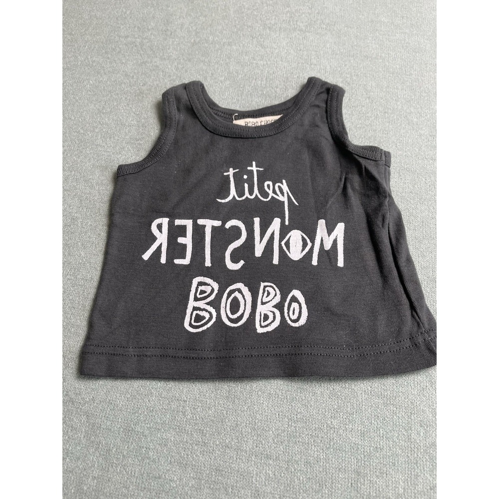 Bobo Choses Kids Unisex Tank Top Gray  Petit Monsters Size 3-6M